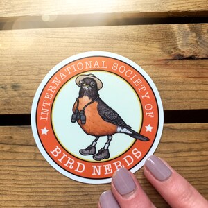 Bird Nerd Vinyl Sticker. Birding Bumper Sticker. Bird Lover Water Bottle Sticker. Funny Bird Watcher Gift. Hipster Laptop Sticker. Robin. image 3