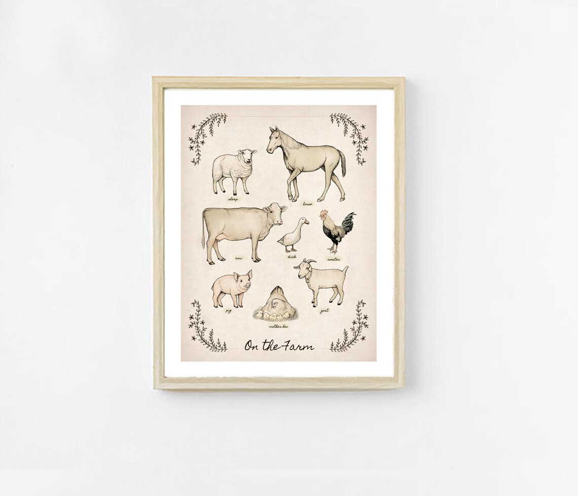 Farm Animal Art Print. Rustic Print. 8x10 Farmhouse Decor. - Etsy
