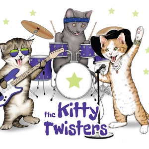Rocker Cat Band Art Print. Rock and Roll Art. Hipster Music - Etsy