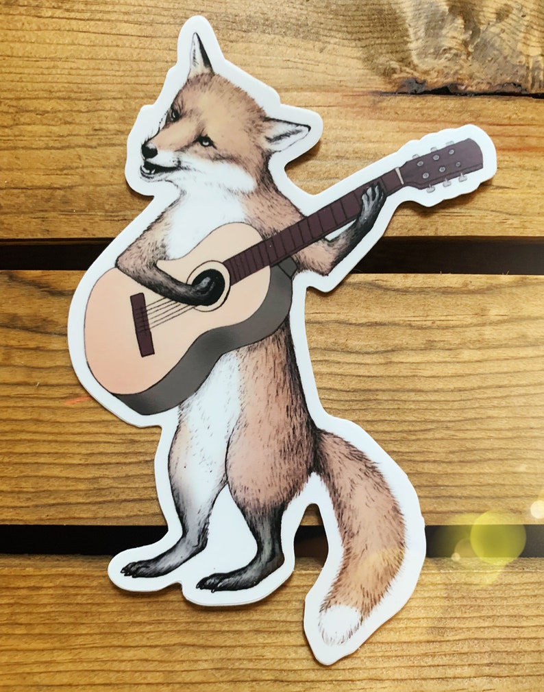 Bluegrass Vinyl Sticker Fox Guitar Bumper Sticker - Etsy
