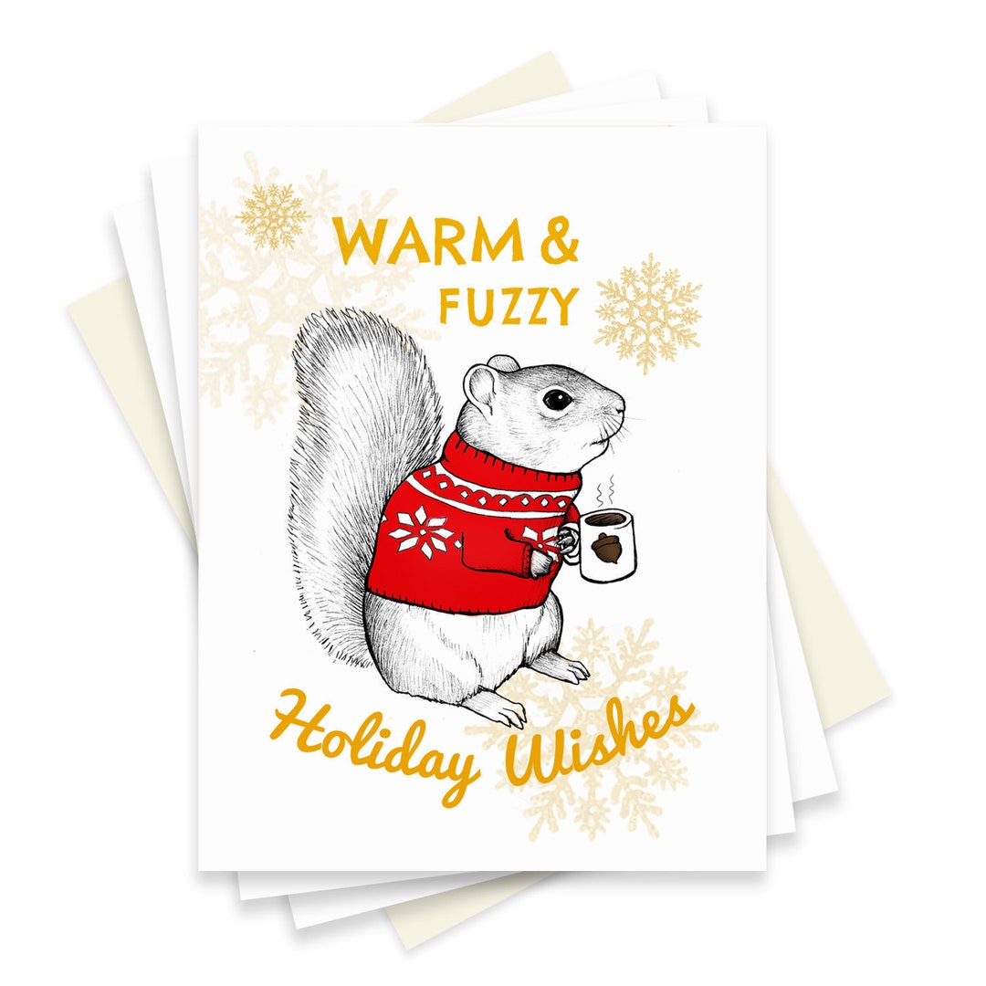 Squirrel Holiday Card Set. Squirrel Christmas Card Pack 6 or 12. Animal ...