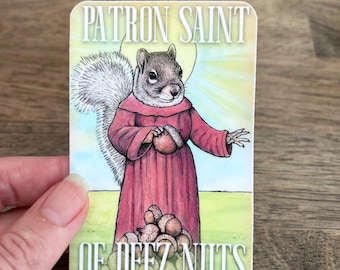 Pegatina de vinilo de Santa Ardilla. Divertida pegatina impermeable para coche o portátil. Patrona de Deez Nuts.