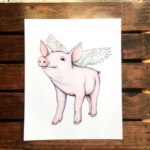 Pig Art Print. Flying Pig Print. Cute Magical Animal. When Pigs Fly ...