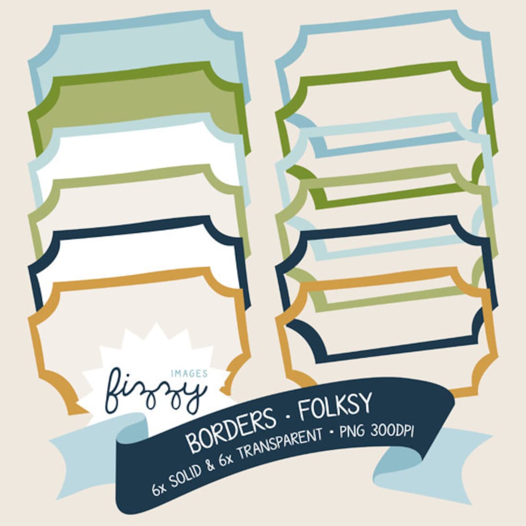 12 X Clipart Borders in Folksy Colour Set for Personal and Commercial ...