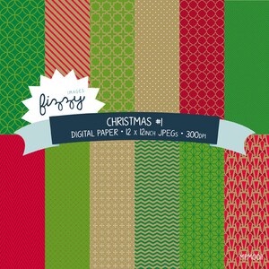 12 x  Christmas Xmas Theme Pattern Digital Paper Clipart  with Instant Download. MPM0011