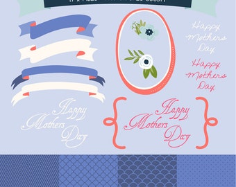17 x madri giorno Clipart file compresi i confini e carta digitale viola. GP0002