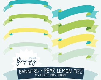 impostare 8 x nastro banner Clipart colore pera limone Fizz - digitale con Instant Download. BC0021