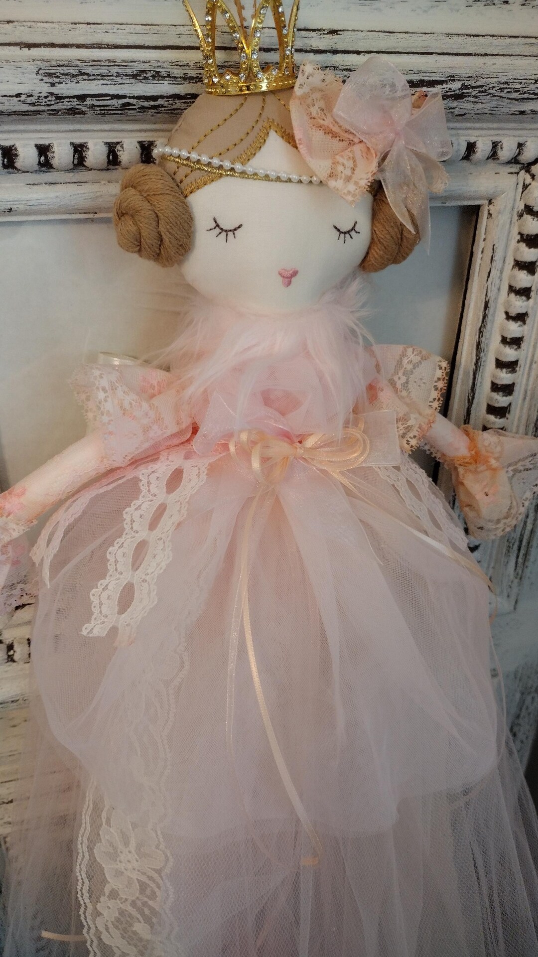 Romantic Rag Princess Hanging Doll, Tulle Lace Crown Decor, Shabby Chic ...