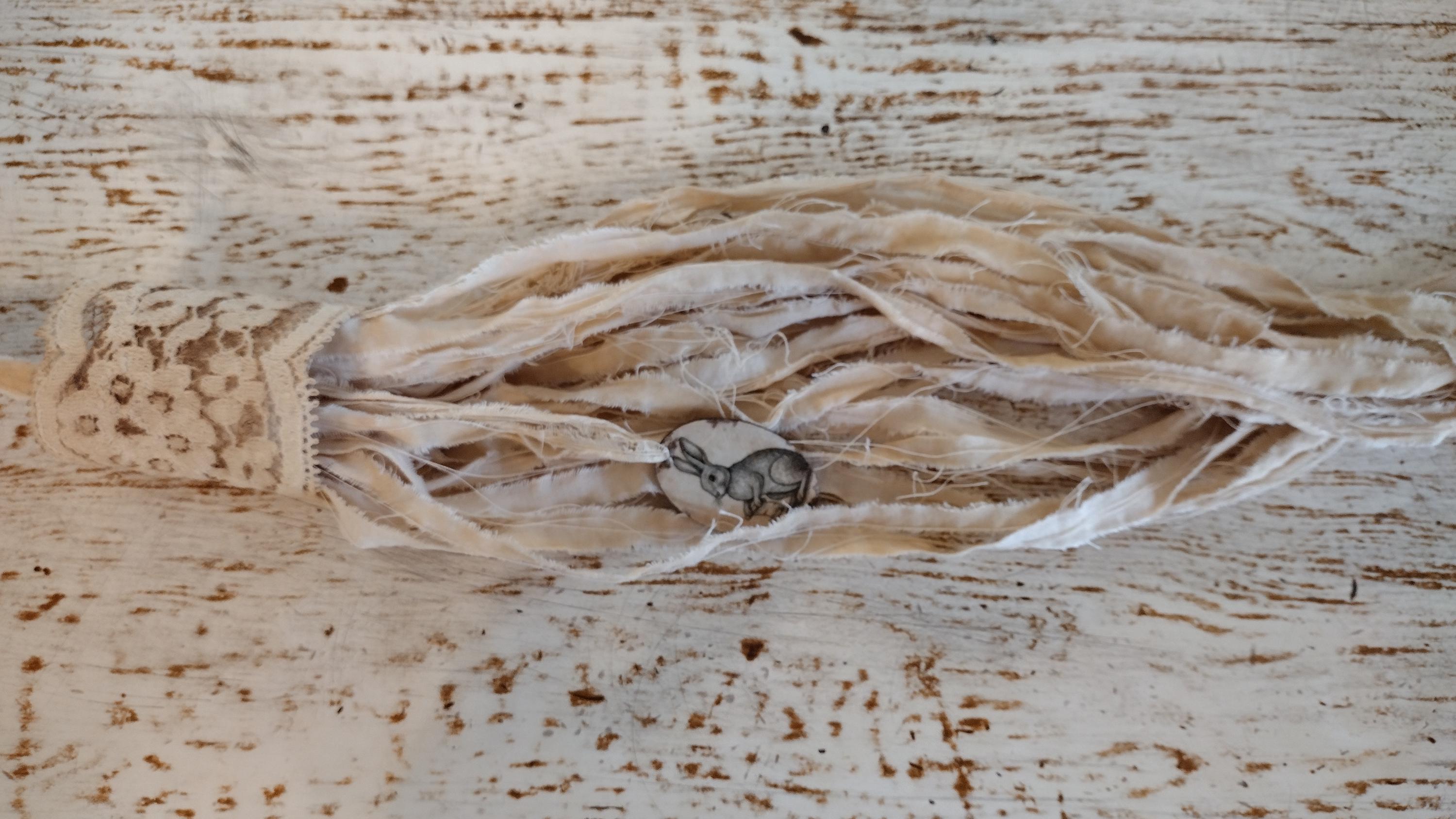 Coffee-dyed Fabric Rag Tassel, Vintage Bunny Decor, Shabby Chic Easter ...