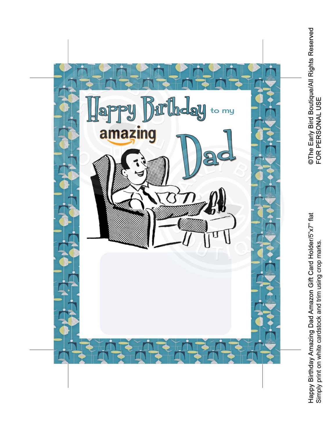 Printable Birthday Card - Amazon Gift Card Holder - Amazing Dad ...
