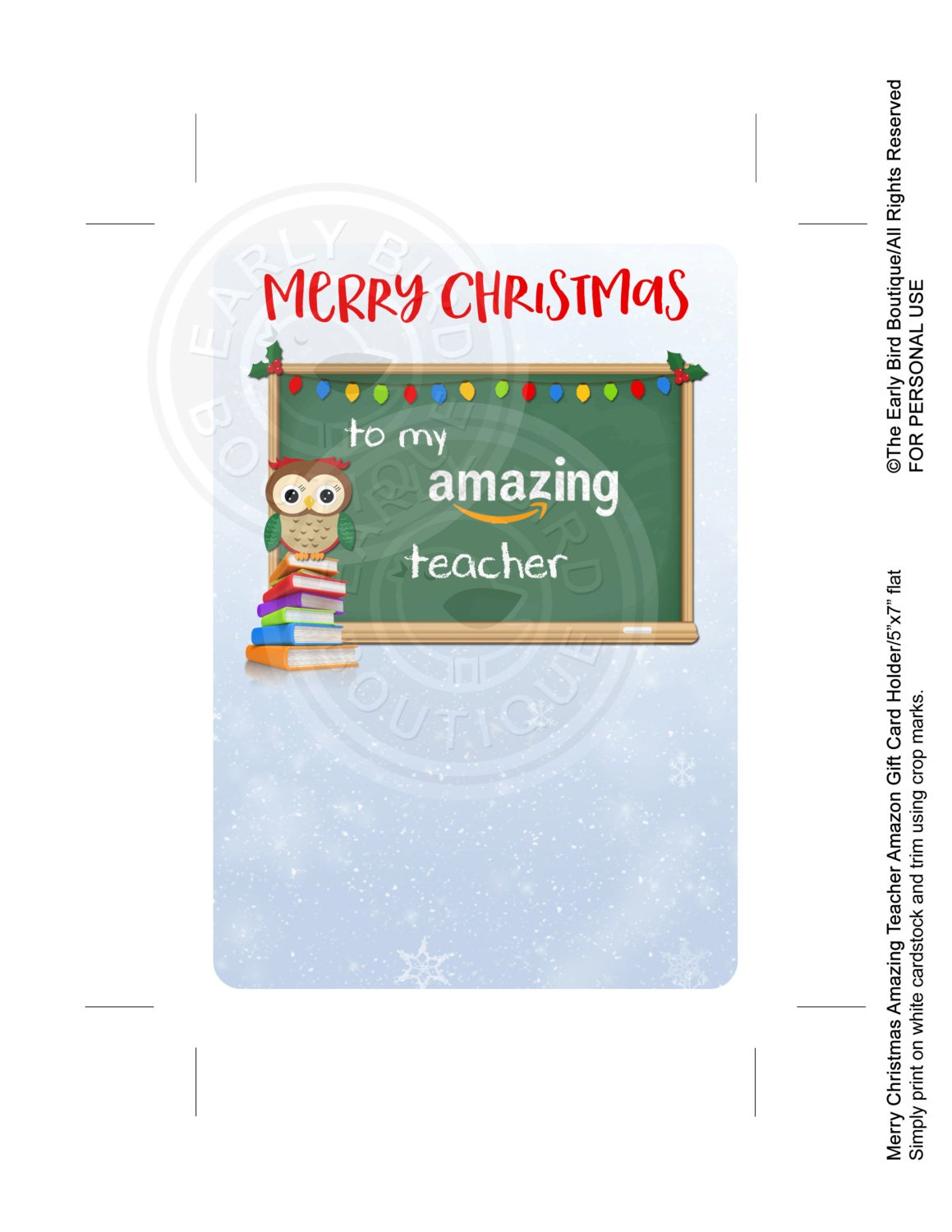Printable Merry Christmas Amazon Gift Card Holder Amazing Teacher ...