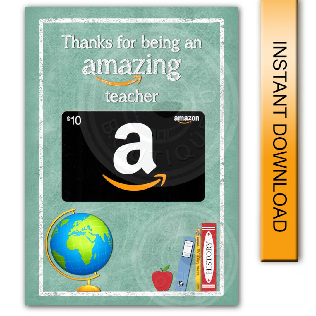 Teacher Appreciation Printable Amazing Teacher Chalkboard Amazon Gift ...
