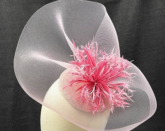 Kentucky derby fascinator pink feathers. Kentucky derby hat pink, feather fascinator.