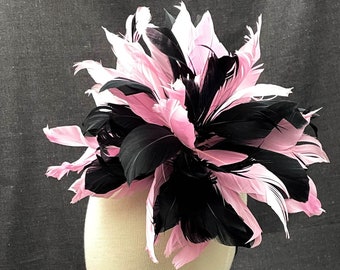 Kentucky Derby hat fascinator, MADE TO ORDER, pink and black feather fascinator. Kentucky Derby Kentucky Oaks fascinator