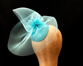 READY TO SHIP derby hats for women, "Pool" aqua fascinator,kentucky derby hat,feather headband,headpiece, Easter hat, Wedding hat,  ship