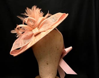 Elegant Wedding Hat "Laura" in a saucer style, romantic back tie.  Gorgeous at the Kentucky Derby, Easter, Mother's Day, fundraisers.