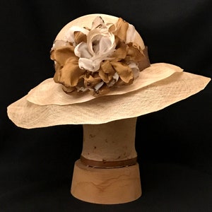 Wide brim classic Kentucky Derby or Church hat with couture double flutter brim.