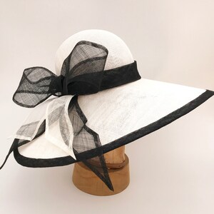 Kentucky Derby hat, READY TO SHIP Audrey, kentucky derby fascinator,wide brim hat, derby hat, black and white hat,derby hats for women,A image 1