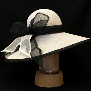 Kentucky Derby hat, READY TO SHIP Audrey, kentucky derby fascinator,wide brim hat, derby hat, black and white hat,derby hats for women,A image 2