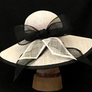 Kentucky Derby hat, READY TO SHIP Audrey, kentucky derby fascinator,wide brim hat, derby hat, black and white hat,derby hats for women,A image 4