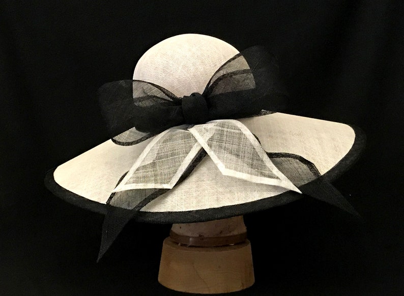Kentucky Derby hat, READY TO SHIP Audrey, kentucky derby fascinator,wide brim hat, derby hat, black and white hat,derby hats for women,A image 4