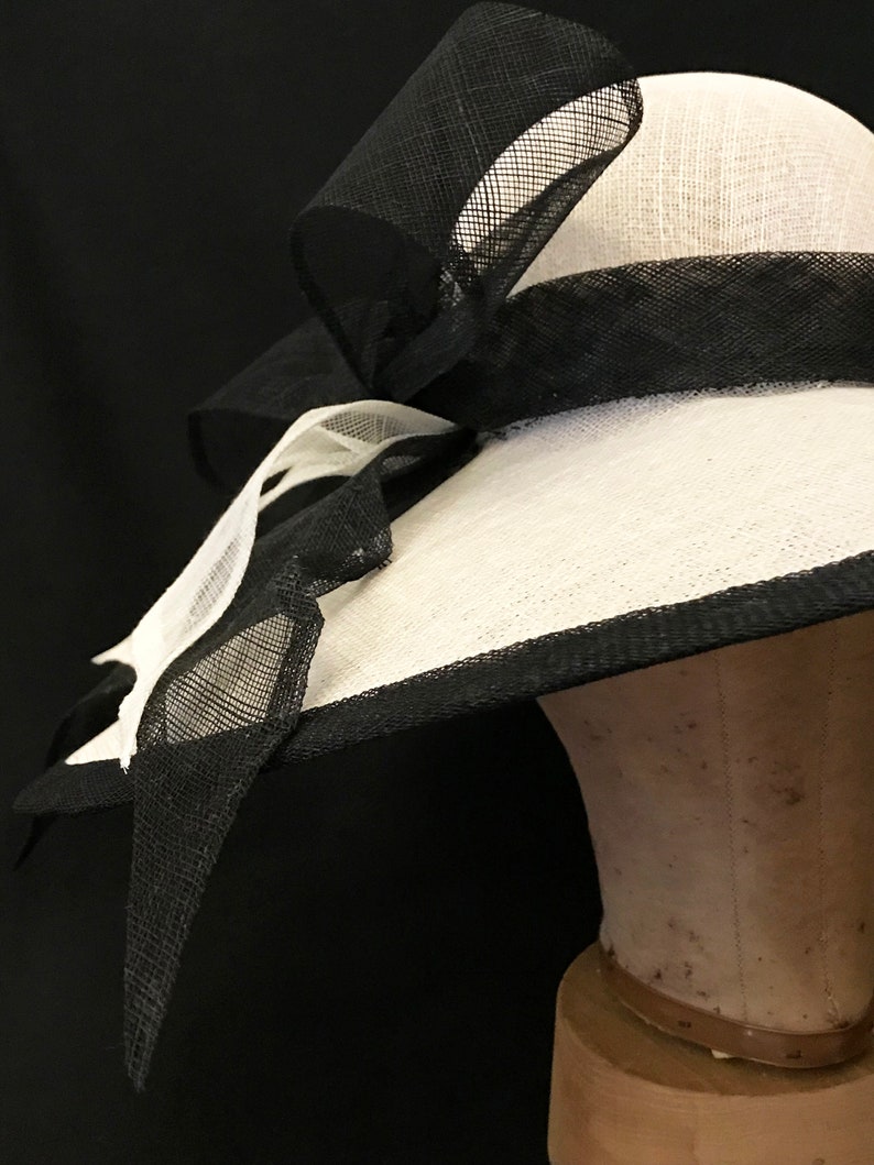 Kentucky Derby hat, READY TO SHIP Audrey, kentucky derby fascinator,wide brim hat, derby hat, black and white hat,derby hats for women,A image 6