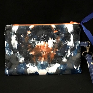 Clutch bag, wristlet, wearable art &quot;Arancia&quot;  handpainted canvas wristlet