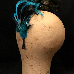 Kentucky Derby fascinator Emme created from shimmering Peacock feathers. Lovely Wedding headpiece, tea party fascinator or spring soiree. image 4