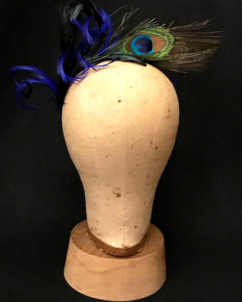 Kentucky Derby fascinator Emme created from shimmering Peacock feathers. Lovely Wedding headpiece, tea party fascinator or spring soiree. image 9