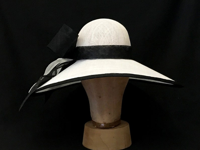Kentucky Derby hat, READY TO SHIP Audrey, kentucky derby fascinator,wide brim hat, derby hat, black and white hat,derby hats for women,A image 7