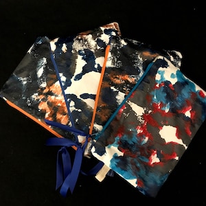 Handpainted canvas wristlet bag, one of a kind wearable art , painted bag