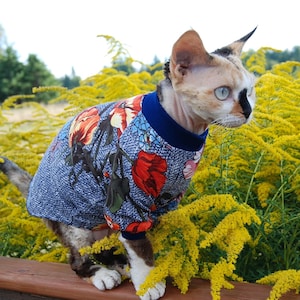 60% off Sale Ready to Ship Medium Sphynx cat clothing - Polycotton blend jersey shirt for -  Sphynx - all Cats  PurrWear PurrFect™