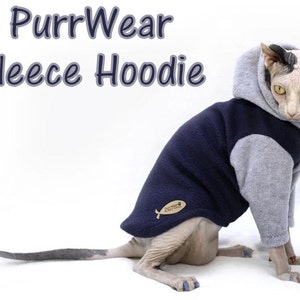 PurrWear Sphynx Cat Clothing - Hoodie, Long Sleeve Style for all cats.