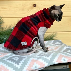 SlipOn/SlipOff PurrWear "LongJohn"  Fleece Sweater  for Sphynx, Devon Rex, Peterbalds and all cats.