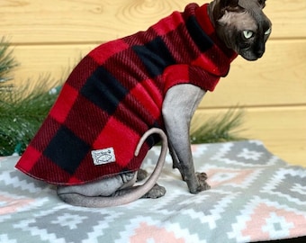 SlipOn/SlipOff PurrWear "LongJohn"  Fleece Sweater  for Sphynx, Devon Rex, Peterbalds and all cats.