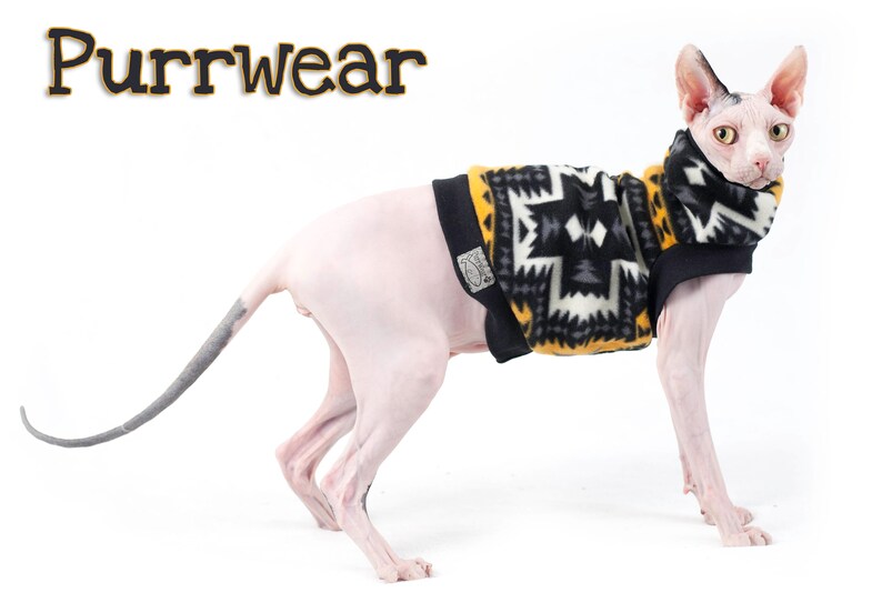 and all cats Sphynx Cat Clothing Ready to ship XS Kitten Size * Fleece SlipOnSlipOff Sweater for Sphynx