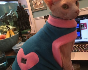 Appliqued SlipOn/SlipOff™ Hairless Cat Clothing for Sphynx, Devon Rex, Peterbalds and all cats.