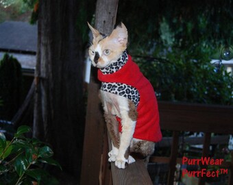 SlipOn/SlipOff™  Fleece Sweater for Sphynx, and all cats. Sphynx cat clothing
