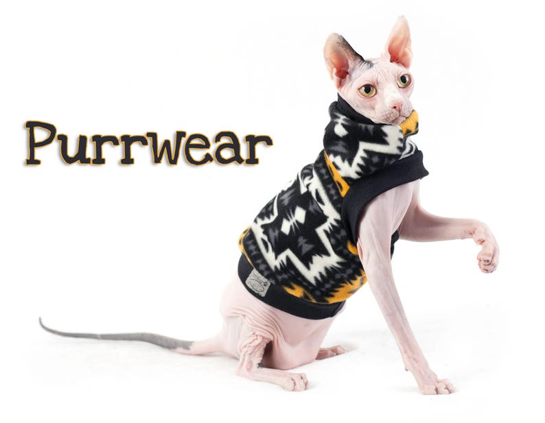 and all cats Sphynx Cat Clothing Ready to ship XS Kitten Size * Fleece SlipOnSlipOff Sweater for Sphynx