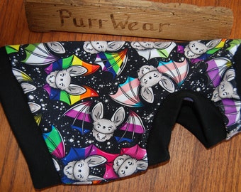 LAST ONES Kitten Small *PurrWear Rainbow Bats Jersey Shirt * Original Slip/On SlipOff™ for Sphynx, Cornish Rex, Peterbalds and all cats.