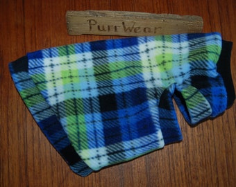 30% off SALE Last One-SMALL *NEW Plaid for 23/24 SlipOn/SlipOff PurrWear Fleece Sweater for Sphynx, and all cats.