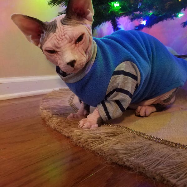 PurrWear Sphynx Cat Clothing  - Long Sleeve Style Shirt for all cats.