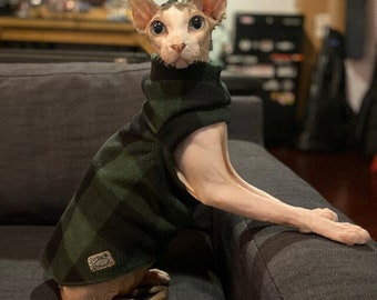 SlipOn/SlipOff PurrWear "LongJohn"  Fleece Sweater  for Sphynx, Devon Rex, Peterbalds and all cats.