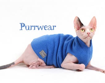 Sphynx Clothing * Affordable and Comfy Fleece Sweater for Sphynx, Peterbalds, Cornish Rex and all short haired cats.