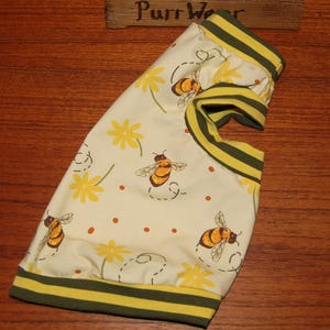 PurrWear Honey Bees* Summer Jersey Shirt * Original Slip/On SlipOff™ for Sphynx, and all cats.