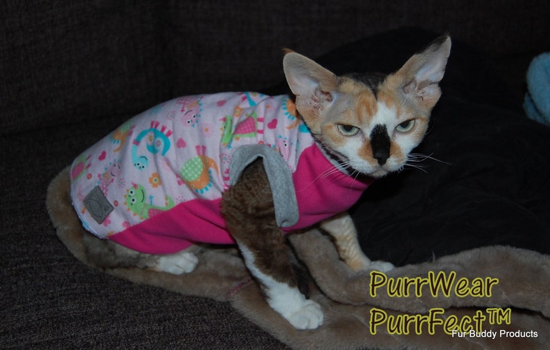 Platitude\u00ae Flannel and Jersey shirt for Sphynx Sphynx Cat Clothing Peterbalds Cornish Rex and all short haired cats.