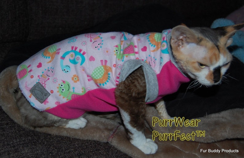 Platitude\u00ae Flannel and Jersey shirt for Sphynx Sphynx Cat Clothing Peterbalds Cornish Rex and all short haired cats.