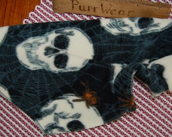 Skulls on Black * Original SlipOn/SlipOff LongJohn ™ Fleece per Sphynx e tutti i gatti a pelo corto. Abbigliamento per gatti PurrWear PurrFect™ Sphynx