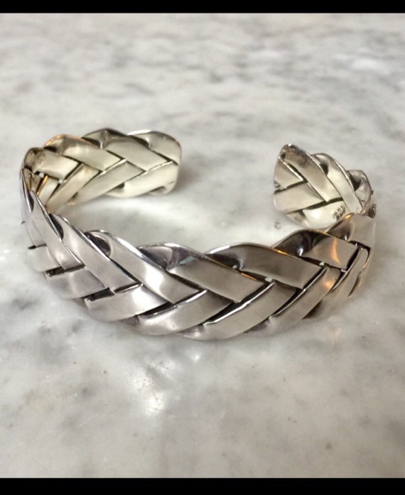 Sterling handmade braided cuff bracelet