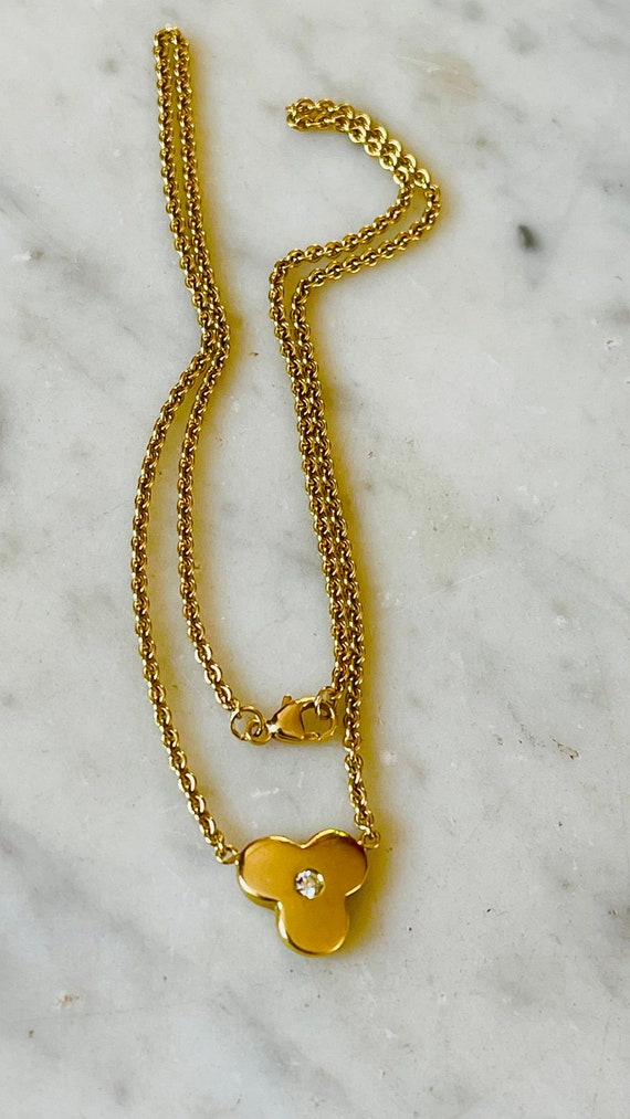 18k MOVADO vintage Diamond clover necklace - image 2